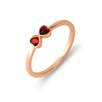 Melano Friends Adore Ring Rose Gold coloured CZ Ruby Red