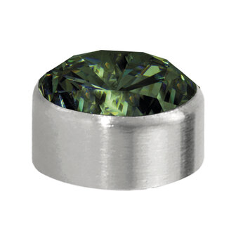 Melano Sturdy Stone Cz Olive 6mm Silverplated Matt