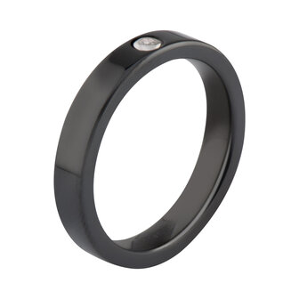Melano Ceramic Ring 4mm Cz Crystal Black
