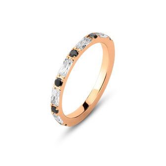 Melano Friends Ava Ring Rose Gold coloured CZ Black