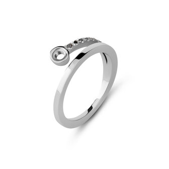 Melano Twisted Tami Ring Zilverkleurig Cz Black