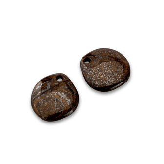 Melano Kosmic shaped gem oorbel hangers Bronzite