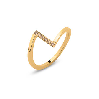 Melano Friends Penelope Ring Goudkleurig CZ Champagne