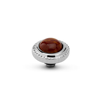 Melano Twisted Steentje Zilverkleurig Smooth Gem Rainbow Jasper