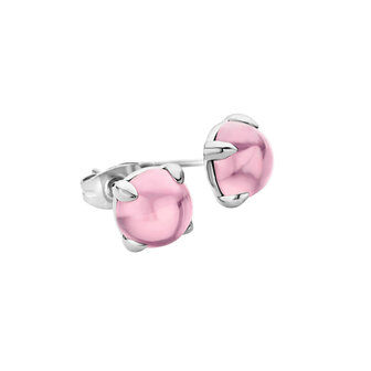 MelanO Friends Ohrringe Silberfarben 8mm Zirkonia Pink