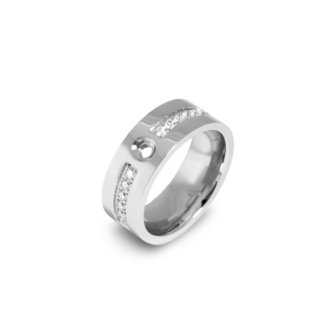 Melano Flat Twisted Zirkonia Ring 8mm Silver coloured