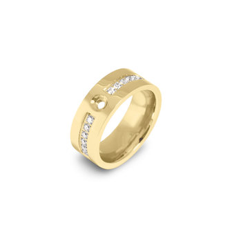 Melano Flat Twisted Zirkonia Ring 8mm Goudkleurig