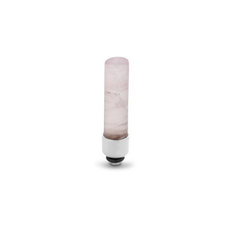 Melano Twisted Meddy Cilinder Zilverkleurig Edelsteen Rose Quartz