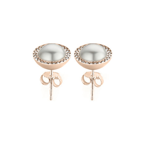 Melano Friends Swarovski® Pearl and CZ earrings Rose Gold Coloured