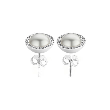 Melano Friends Swarovski® Pearl and CZ earrings Silver Coloured