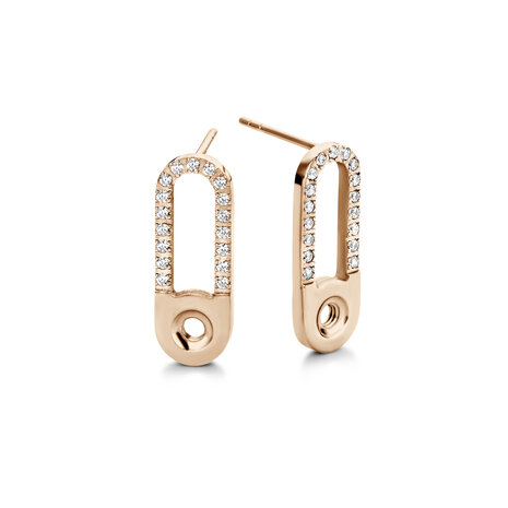 Melano Twisted Tedd CZ oorbellen rosekleurig