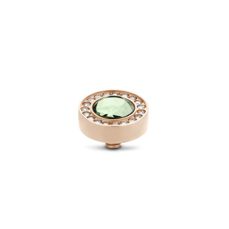 Melano Twisted Halo CZ stone rose gold plated - Chrysolite