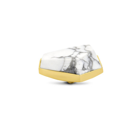 Melano Twisted Geo Gemstone Large stone gold plated - Howlite 20mm