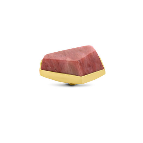 Melano Twisted Geo Gemstone Large steentje goudkleurig - Rhodonite 20mm