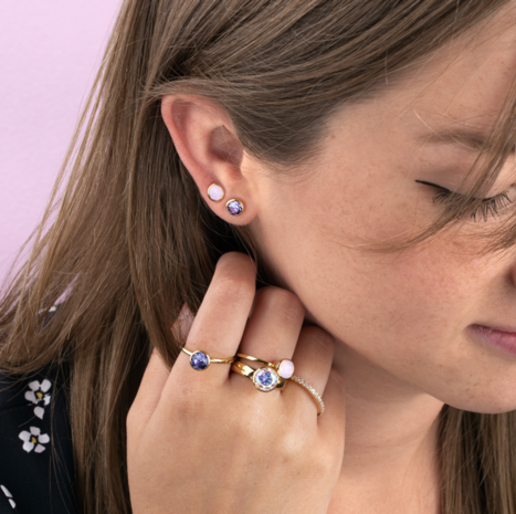 Melano Friends Mabel cz earrings gold-coloured Aquamarine 