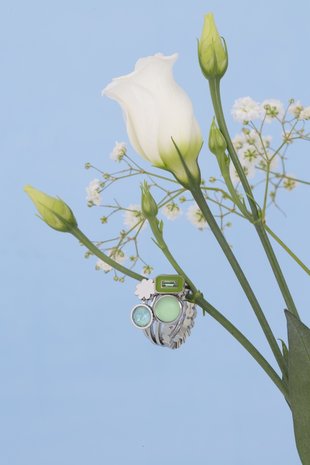 Melano Twisted Resin Baguette steentje Rose Goudkleurig Light Blue - Monta