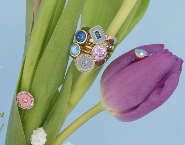 Melano Twisted Resin Baguette Meddy Rose Goldplated Light Blue - Light Sapphire