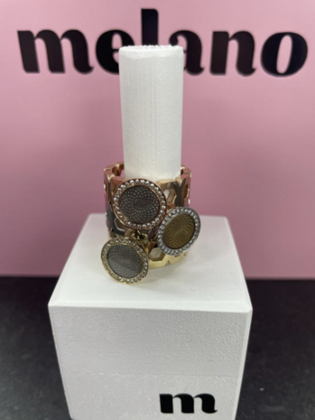 Melano Vivid Engraved Resin steentje CZ Rose Goudkleurig Green Crystal