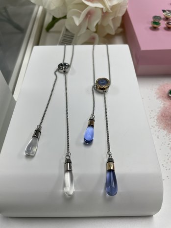 Melano Vivid Engraved Resin Aufsatz CZ Goldfarben Blue Crystal