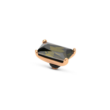Melano Twisted Baguette Stone Rose Gold Plated Olive