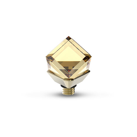 Melano Twisted Steentje Goudkleurig Cube Crystal Golden Shadow