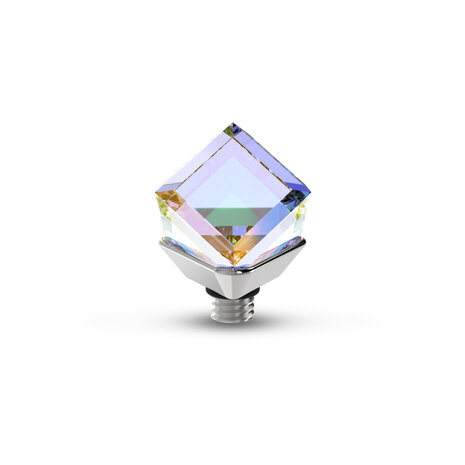 Melano Twisted Steentje Zilverkleurig Cube Crystal AB