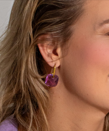 Melano Kosmic Squared Gemstone Earring pendants Rose quartz