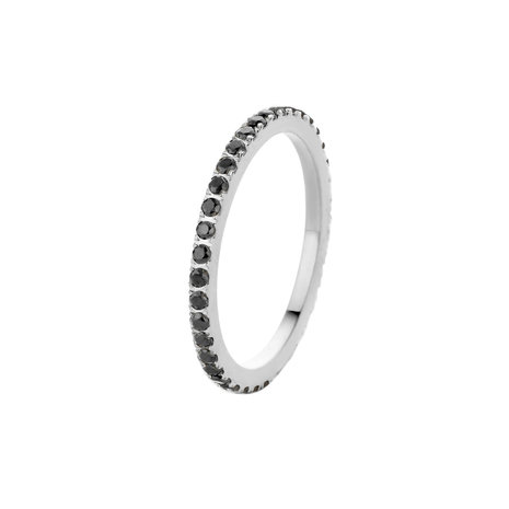 MelanO Friends Ring Sade Edelstaal Zilver Zirkonia Black