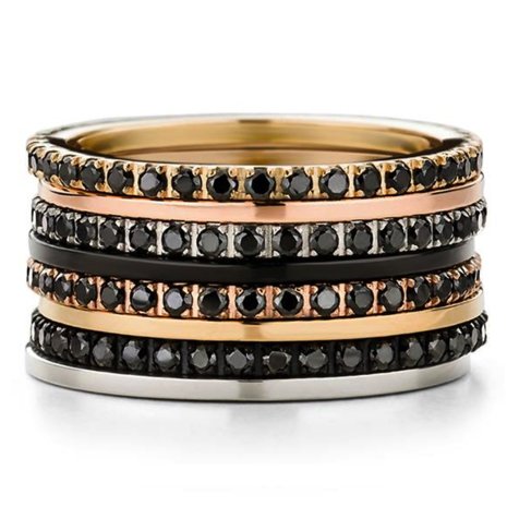 MelanO Friends Ring Sade Edelstaal Zwart Zirkonia Crystal