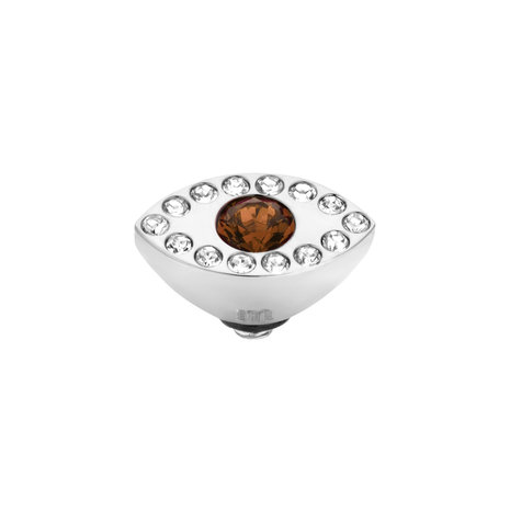 Melano Twisted Eye Meddy Edelstaal Zilverkleurig Zirkonia Coffee