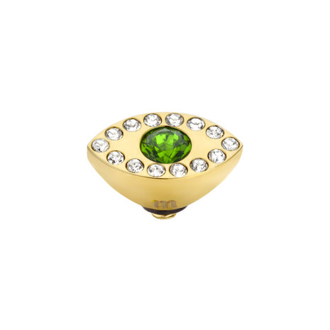 Melano Twisted Eye Meddy Stainless Steel Gold-coloured Zirkonia Emerald Green