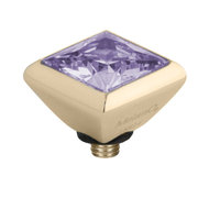 Melano Twisted Square Zirconia Meddy 6mm Edelstaal Goudkleurig Lavendel