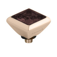 Melano Twisted Square Zirconia Meddy 6mm Edelstaal Rose Goudkleurig Coffee