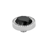 Melano Vivid Meddy Oval Stainless Steel Silver-coloured Zirkonia Crystal Buitenzijde Black Binnenzijde