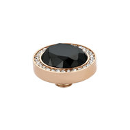 Melano Vivid Meddy Oval Stainless Steel Rose Gold-coloured Zirkonia Crystal Buitenzijde Black Binnenzijde