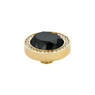 Melano Vivid Meddy Oval Stainless Steel Gold-coloured Zirkonia Crystal Buitenzijde Black Binnenzijde