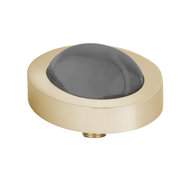 Melano Vivid Meddy Oval Stainless Steel Gold-coloured Zirkonia Bal Transparant Black