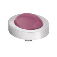 Melano Vivid Meddy Oval Edelstaal Zilverkleurig Zirkonia Bal Red