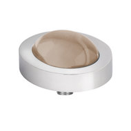 Melano Vivid Meddy Oval Edelstaal Zilverkleurig Zirkonia Bal Salmon