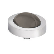 Melano Vivid Meddy Oval Edelstaal Zilverkleurig Zirkonia Bal Smoked Topaz