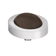 Melano Vivid Meddy Oval Edelstaal Zilverkleurig Zirkonia Bal Coffee