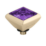 Melano Twisted Square Zirconia Meddy 6mm Stainless Steel Gold-coloured Purple