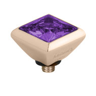Melano Twisted Square Zirconia Meddy 6mm Stainless Steel Rose Gold-coloured Purple
