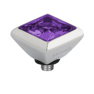 Melano Twisted Square Zirconia Meddy 6mm Stainless Steel Silver-coloured Purple
