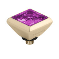 Melano Twisted Square Zirconia Meddy 6mm Stainless Steel Gold-coloured Fuchsia