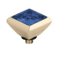 Melano Twisted Square Zirconia Meddy 6mm Stainless Steel Gold-coloured Blue