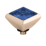 Melano Twisted Square Zirconia Meddy 6mm Stainless Steel Rose Gold-coloured Blue