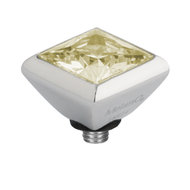 Melano Twisted Square Zirconia Meddy 6mm Edelstaal Zilverkleurig Citrine